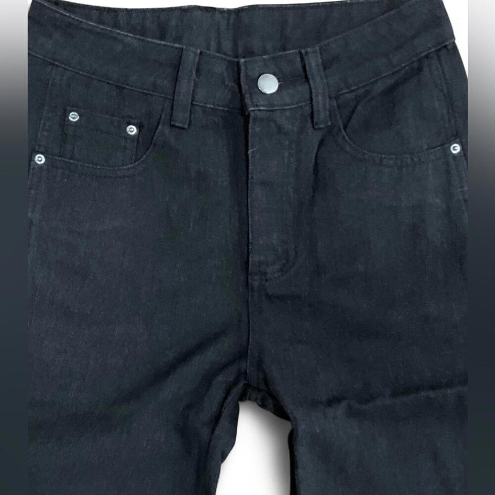 NEW BARREL Streetwear | S-L | High Rise Slouchy Ankle Cropped Black Denim Jeans - Picture 5 of 10